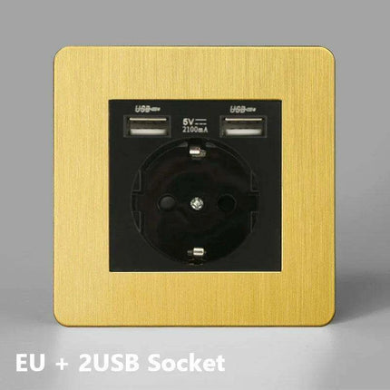 Luxurious Gold Dimmer Switch Set with USB Charging Port - Perfect for French/EU Plugs