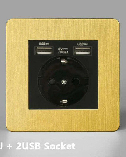 Luxurious Gold Dimmer Switch Set with USB Charging Port - Perfect for French/EU Plugs