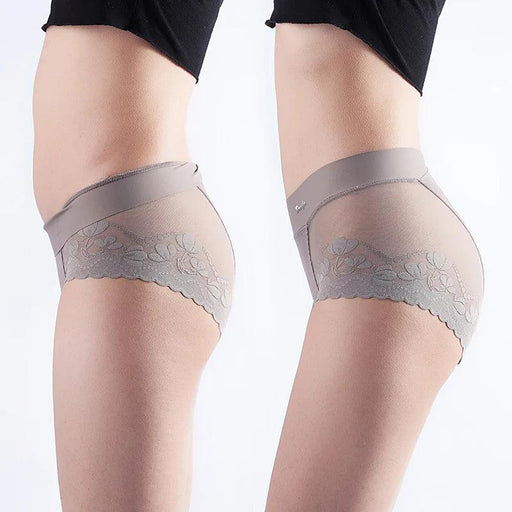 Chic Plus Size Satin Lace High Waist Briefs for Women - Tummy Control Underwear