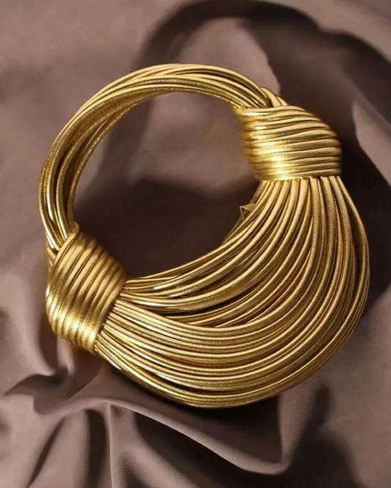 Lavish Gold Handcrafted Hobo Bag Set with Stylish Rope Accents