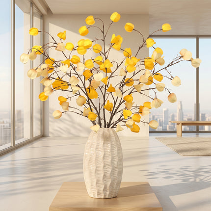 White Roses 3pcs 100cm Silk Fruit Branches - Autumn Restaurant Decor