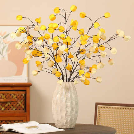 White Roses 3pcs 100cm Silk Fruit Branches - Autumn Restaurant Decor