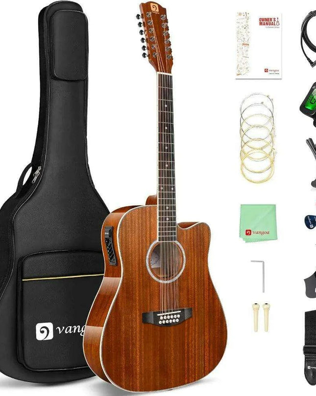 Young Musician's Premium 12 String Acoustic Electric Guitar with Sapele Body