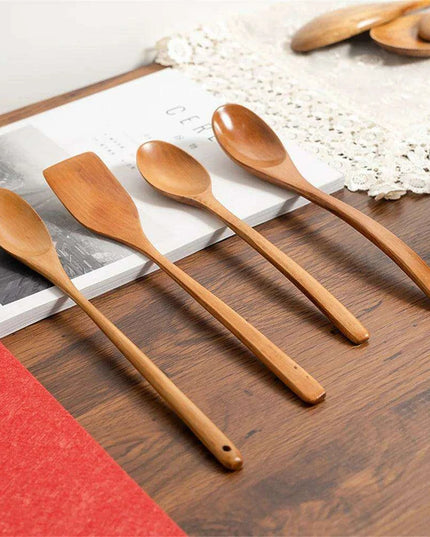 Elegant Japanese Wooden Serving Spoons Set