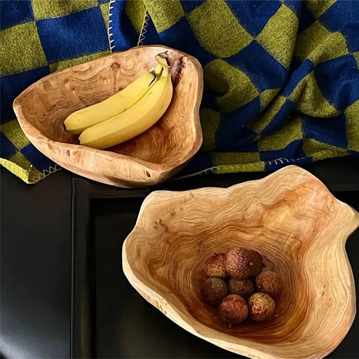 Natural Wooden Kitchen Storage Bowl - Handmade Eco-Friendly Tableware for Fruits, Vegetables, and Snacks