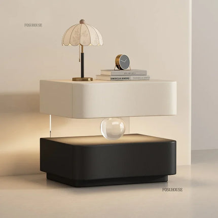 Italian Creative Design Luxury Bedside Table Solid Wood Cream Suspended Night Stand Modern Bedroom Furniture High End Cabinet italian-creative-design-luxury-bedside-table-solid-wood-cream-suspended-night-stand-modern-bedroom-furniture-high-end-cabinet