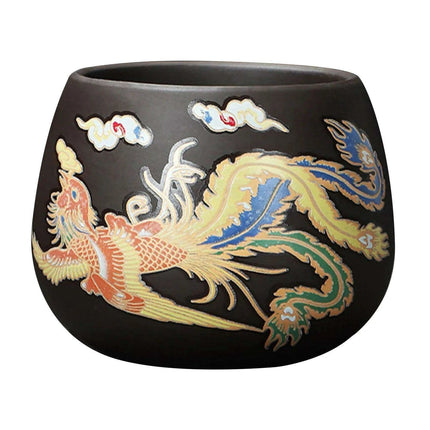 Artisan Dragon and Phoenix Purple Clay Teapot for Traditional Kung Fu Tea Ceremony