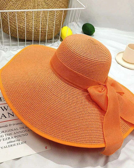 Korean-Inspired Oversized Foldable Women's Sun Hat - Ultimate 15CM Brim for Summer Getaways