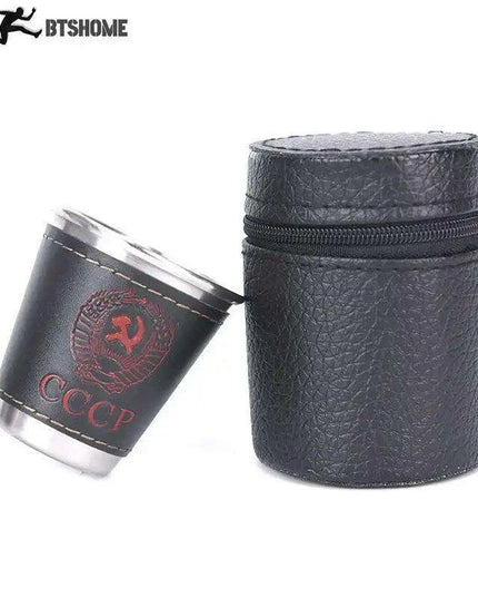 Stylish Outdoor Stainless Steel Travel Cup Set with Elegant PU Leather Case