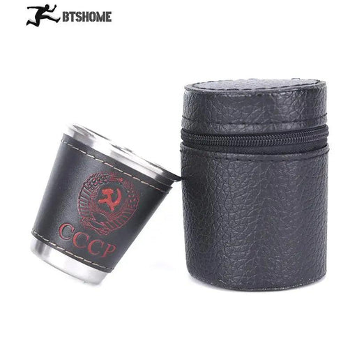 Stylish Outdoor Stainless Steel Travel Cup Set with Elegant PU Leather Case