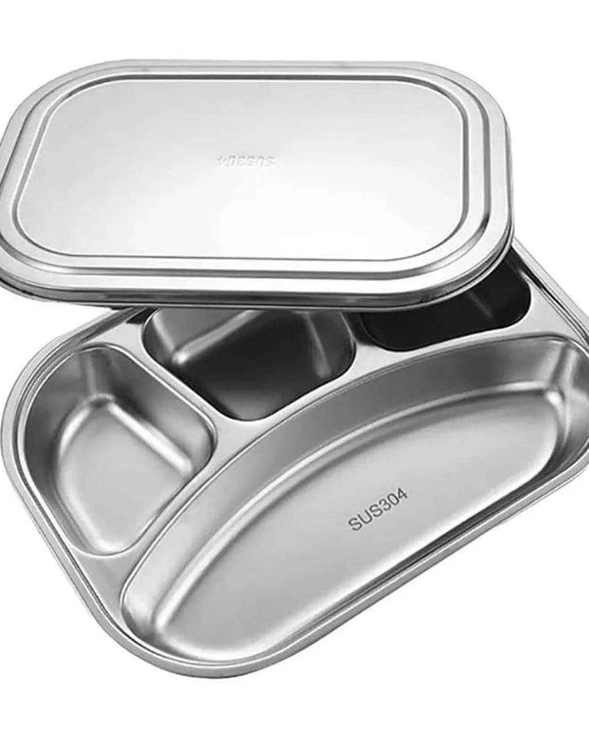 Partitioned Stainless Steel Lunch Plate Set - Elevate Your Dining Experience