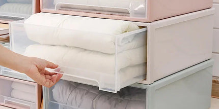 Stackable Quilt Storage Drawer Transparent Wardrobe Organizer Household Closet Storage Box Home Plastic Desktop Sundries Boxes stackable-quilt-storage-drawer-transparent-wardrobe-organizer-household-closet-storage-box-home-plastic-desktop-sundries-boxes