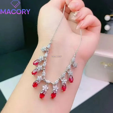 New Natural Ruby Necklace 925 Sterling Silver High Jewelry Contains Certificate 4x6mm Certified new-natural-ruby-necklace-925-sterling-silver-high-jewelry-contains-certificate-4x6mm-certified