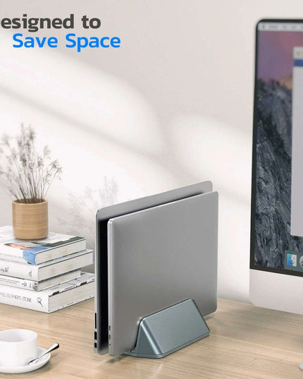 Adjustable Aluminum Vertical Laptop Stand for Enhanced Workspace Organization - Compatible with Devices Up to 17.3"