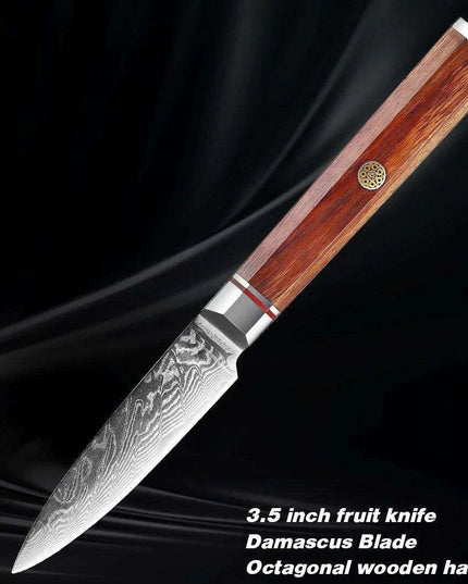 Luxurious 7-Piece Damascus Steel Knife Set with Artisan Rosewood Handles