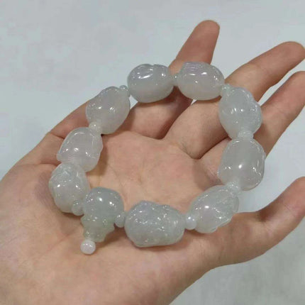Serene Myanmar Jadeite Buddha Head Beads Bracelets for Couples