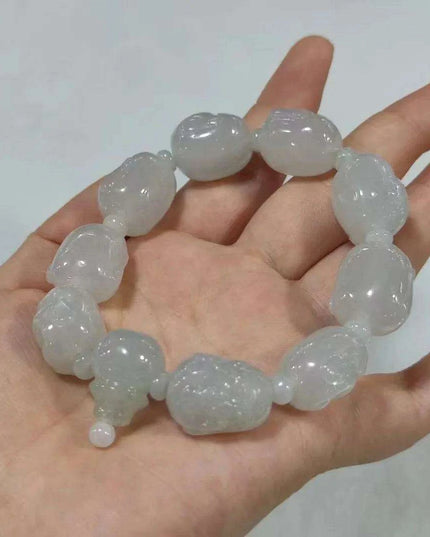 Serene Myanmar Jadeite Buddha Head Beads Bracelets for Couples