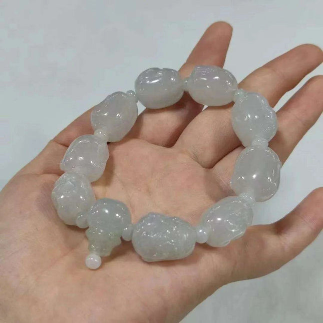 Serene Myanmar Jadeite Buddha Head Beads Bracelets for Couples