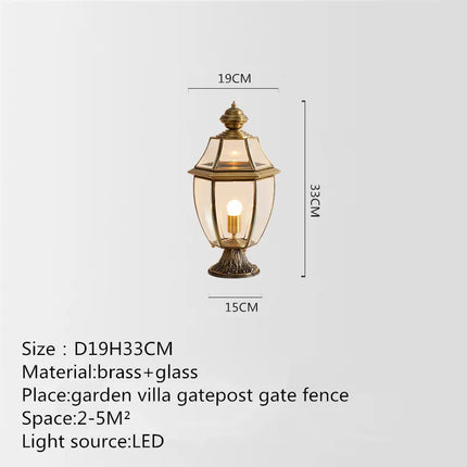 SOFITY IP65 Waterproof Retro Brass Outdoor Garden Post Lamp