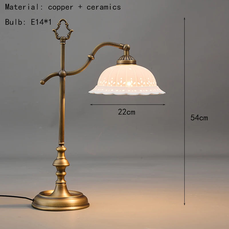 Nordic Copper & Ceramic LED Desk Lamp – Warm & Neutral Light