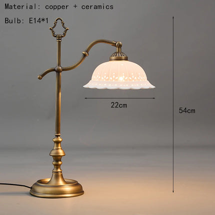Nordic Copper & Ceramic LED Desk Lamp – Warm & Neutral Light