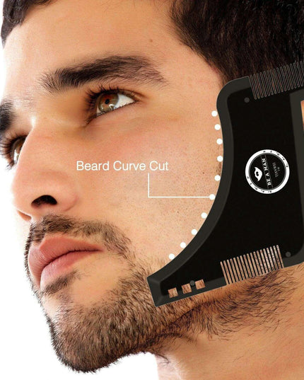 Men's Premium Beard Grooming Comb & Shaping Template Tool - Lightweight, Versatile, and Essential for Perfect Beard Styles