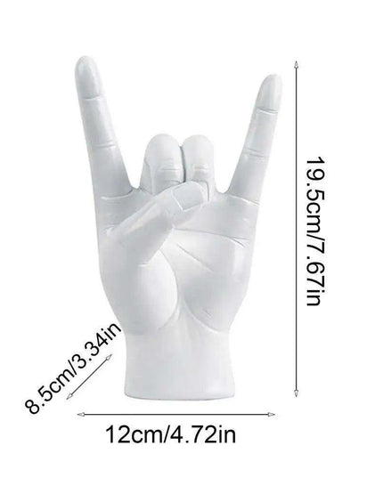 Rock and Roll Hand Gesture Sculpture for Dynamic Home Decoration