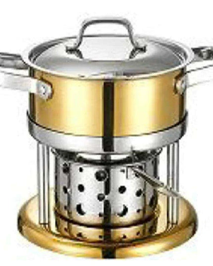 Solo Dining Stainless Steel Pot Set with Integrated Alcohol Burner