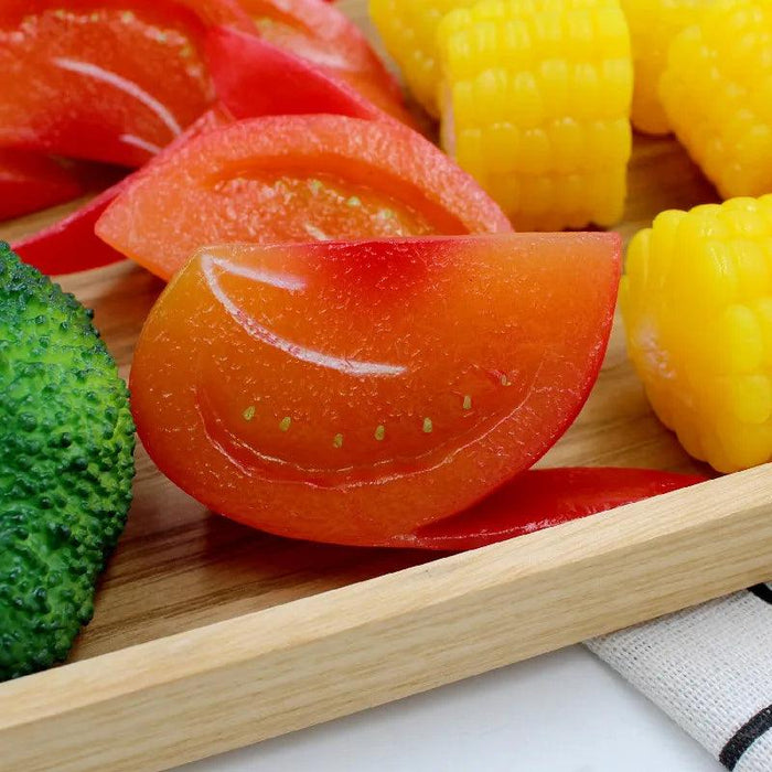 Lifelike Artificial Vegetable Set - Realistic Tomato, Corn, and Broccoli for Restaurant Displays and Photography