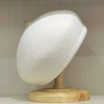 Elegant Gold-Accented Wool Beret Hat for Women - Timeless Pillbox Fascinator for Weddings and Special Occasions