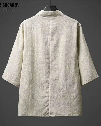 Elegant Cotton Linen Men's Yukata Kimono Robe - Chic Asian-Inspired Lounging Attire