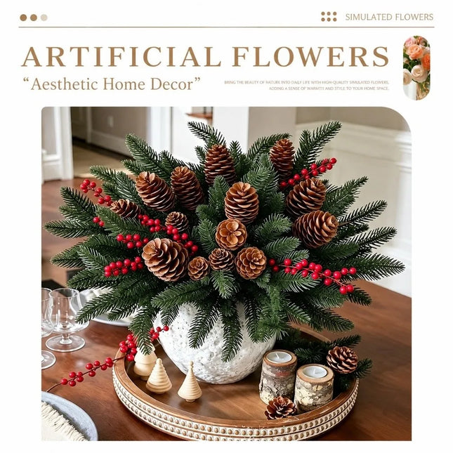 Artificial Christmas Craft Picks, Pine Sprigs, Red Berries or Pinecones, Pack of 10