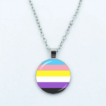 Vibrant Customizable Rainbow Glass Pendant Necklace for Love and Pride Celebration