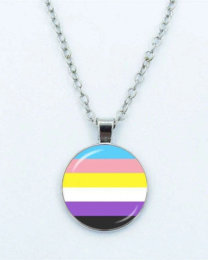 Vibrant Customizable Rainbow Glass Pendant Necklace for Love and Pride Celebration