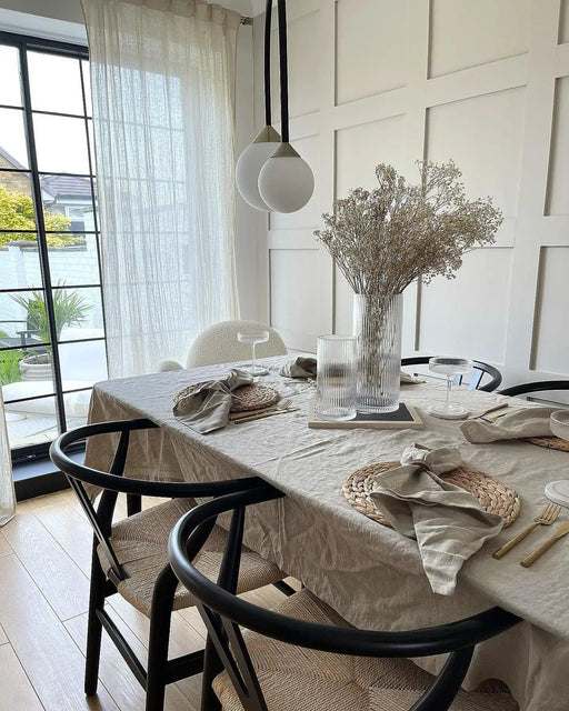 Elegant Natural Linen Dining Table Ensemble - Sophisticated Essential for Fine Dining