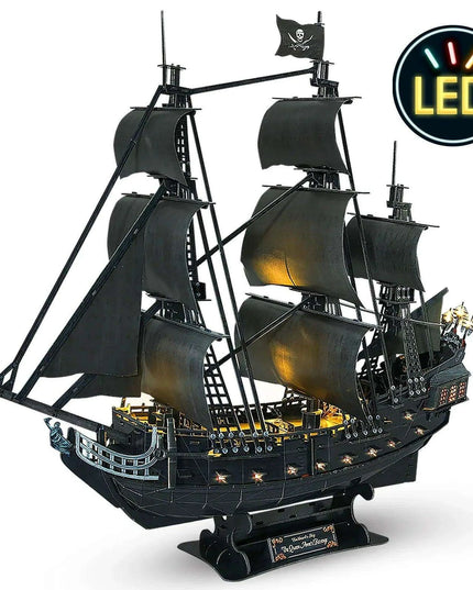 Luxurious LED-Enhanced 3D Model of the Historic Queen Anne's Revenge Pirate Ship