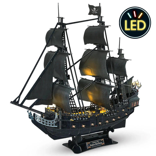 Queen Anne's Revenge Pirate Ship 3D Puzzle with LED Lights - Premium Historical Model Kit