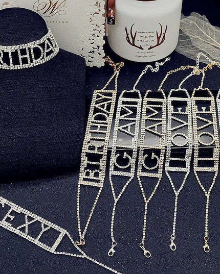 Crystal Charm: Love Letter Rhinestone Choker Necklace