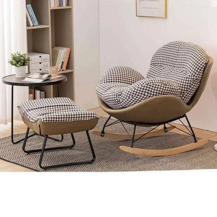Plush Velvet Nordic Rocking Chair - Elegant Lounge Seating for Ultimate Relaxation