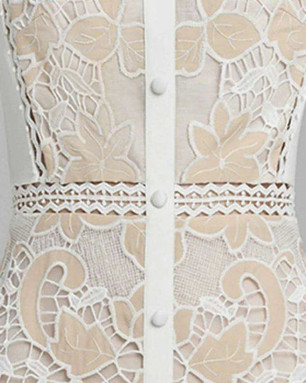 Elegant Floral Evening Dress with Ruffle Collar