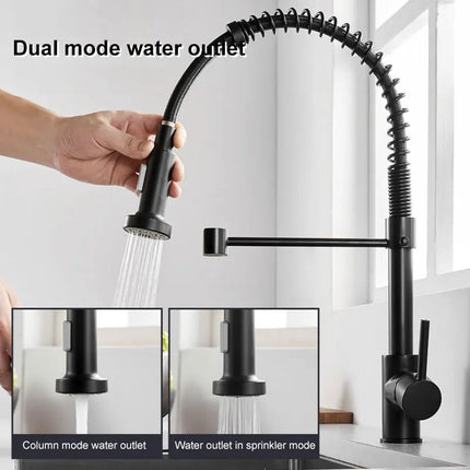 AliKopy 360° Rotating Pull-Out Kitchen Faucet - Hot & Cold Water Mixer