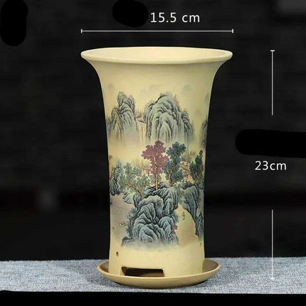 Elegant Lavender Sand Orchid Planter Set: Chic Botanical Accent