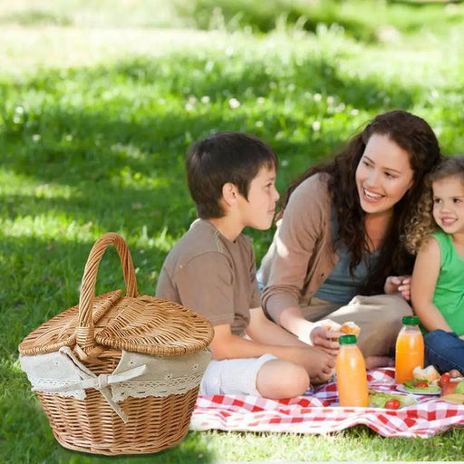 Elegant Dual-Lid Wicker Picnic Basket - Spacious Handcrafted Storage Solution