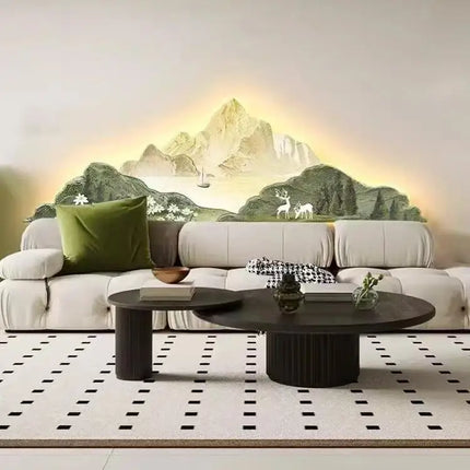 Cream Style Mountain Painting Wall Lamp | High-End Decorative Sconce