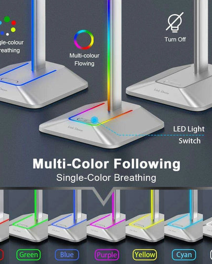 Link Dream Z8 LED Gaming Headset Stand with USB Type-C Connectivity - Elegant Silver Aluminum Earphone Organizer