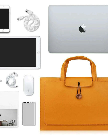 Stylish Faux Leather Laptop Tote with Innovative Features for MacBook Air and Tech Essentials