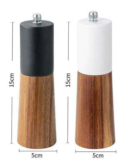 Sophisticated 6-Inch Wooden Salt and Pepper Grinder with Adjustable Grinding Mechanism