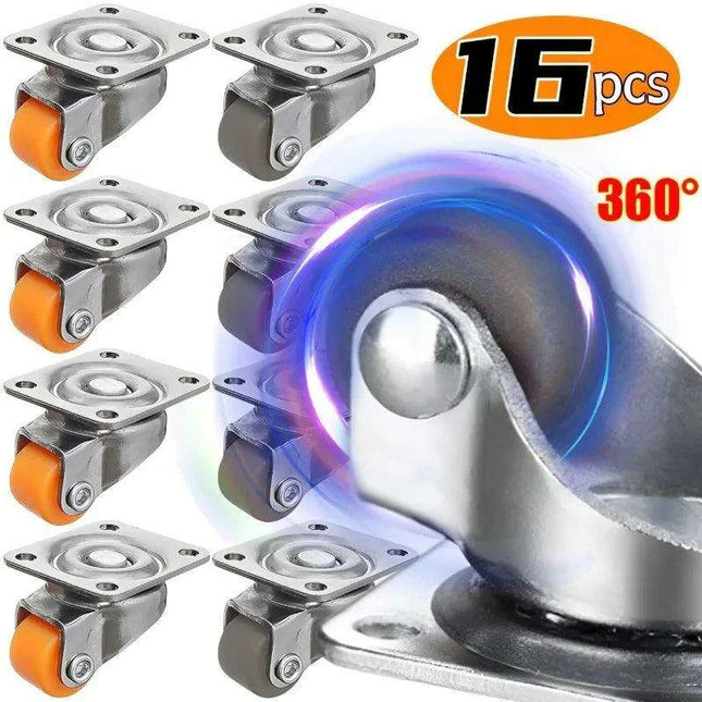 Compact Self-Adhesive TPR Caster Wheels - 360° Rotating Soft Rubber Casters for Effortless Furniture Mobility