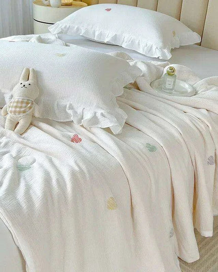 Luxury Summer Soybean Duvet Insert - Double-Layered Cotton Quilt with Elegant Embroidery