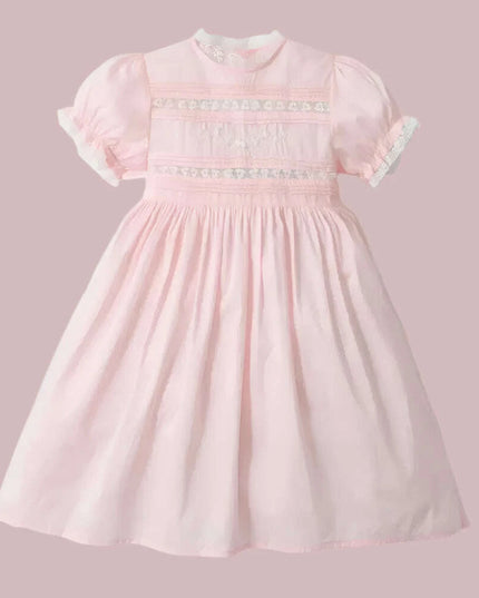 Delightful Baby Girls' Summer Lace Dress with Fun Bubble Sleeves and Exquisite Embroidery